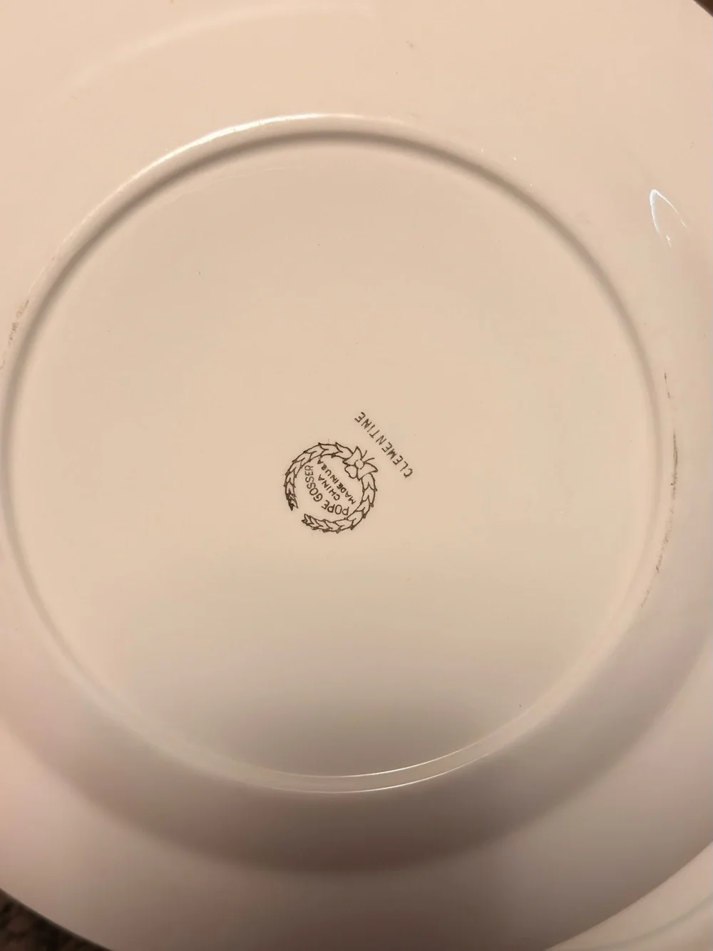 Othr White Porcelain Dinner Plate with Pink, Yellow & Green Floral Trim